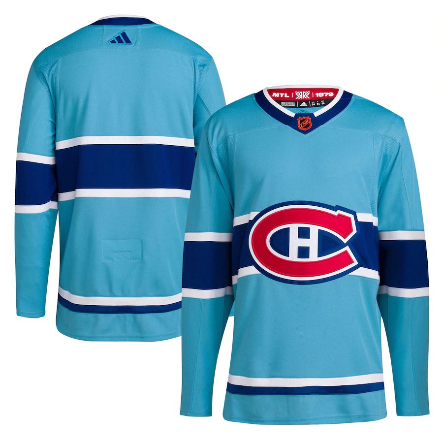 Men Montreal Canadiens adidas Light Blue Reverse Retro Authentic Blank NHL Jersey->montreal canadiens->NHL Jersey